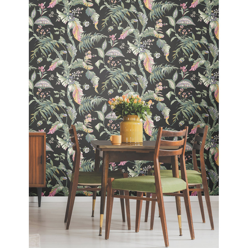 Papier peint adhésif Fiji Garden, Noir multi