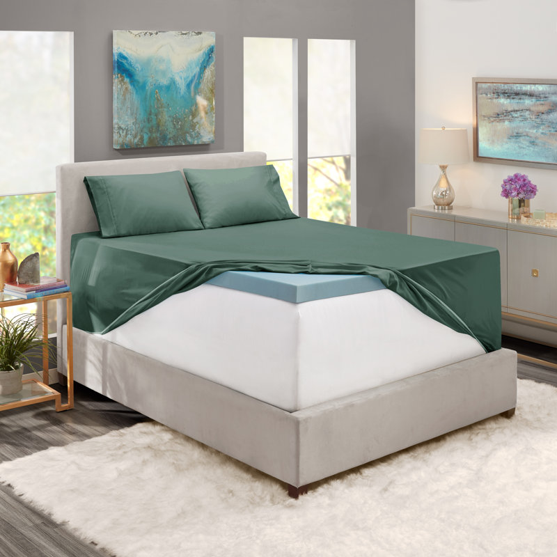 Ensemble de draps en micro-fibre, Drap-housse très grand californien, Vert forêt