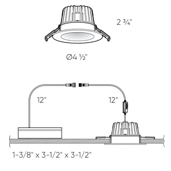 RGR 4'' Selectable Color Temperature 15 Watt Dimmable Air-Tight IC Rated LED Canless Recessed Lighting Kit