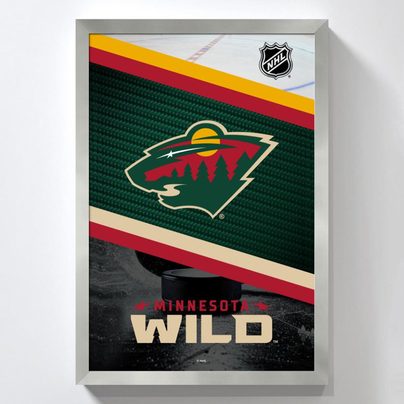Décoration murale Minnesota Wild NHL, 48" H x 32" W, Acrylique encadré, Argent