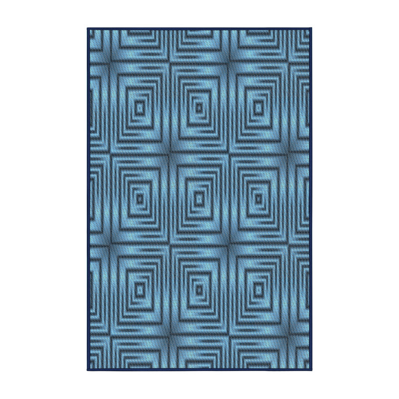 Tapis bleu marine à motifs Cyron, Rectangle 2 pi x 3 pi
