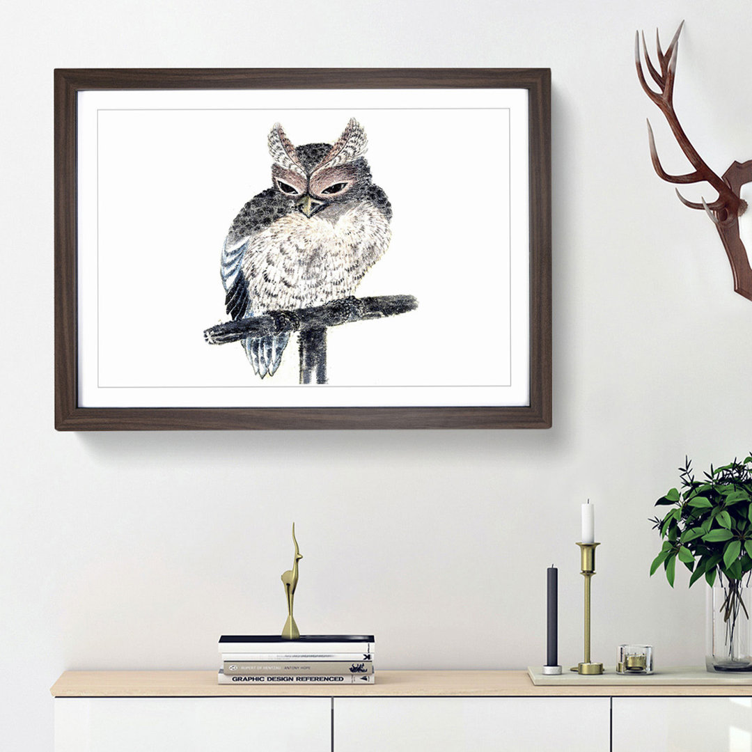 Perched Owl by Katsushika Hokusai - Picture Frame Painting Print