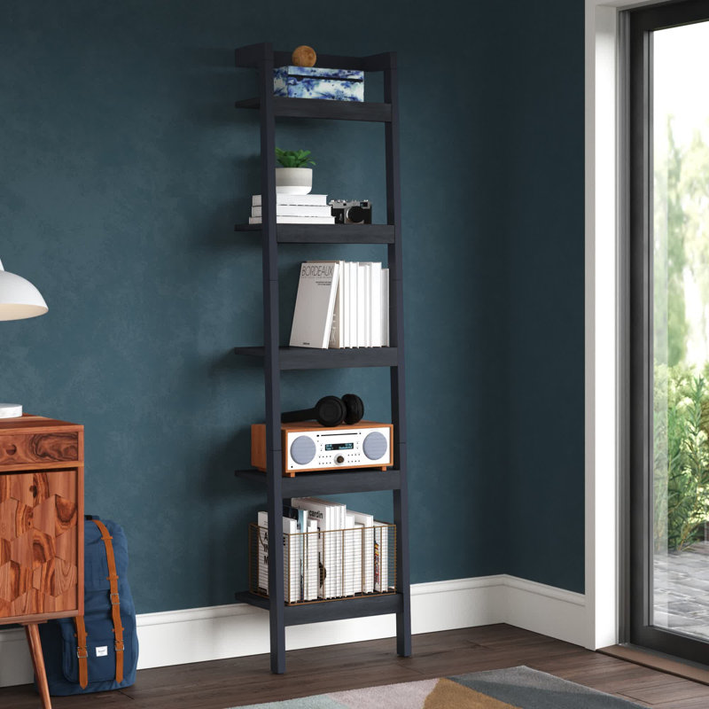 Alexzander Ladder Bookcase, White, 72.44'' H x 18.11'' W