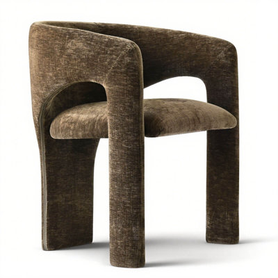 Modern Chenille Upholstered Dining Chair With Arm