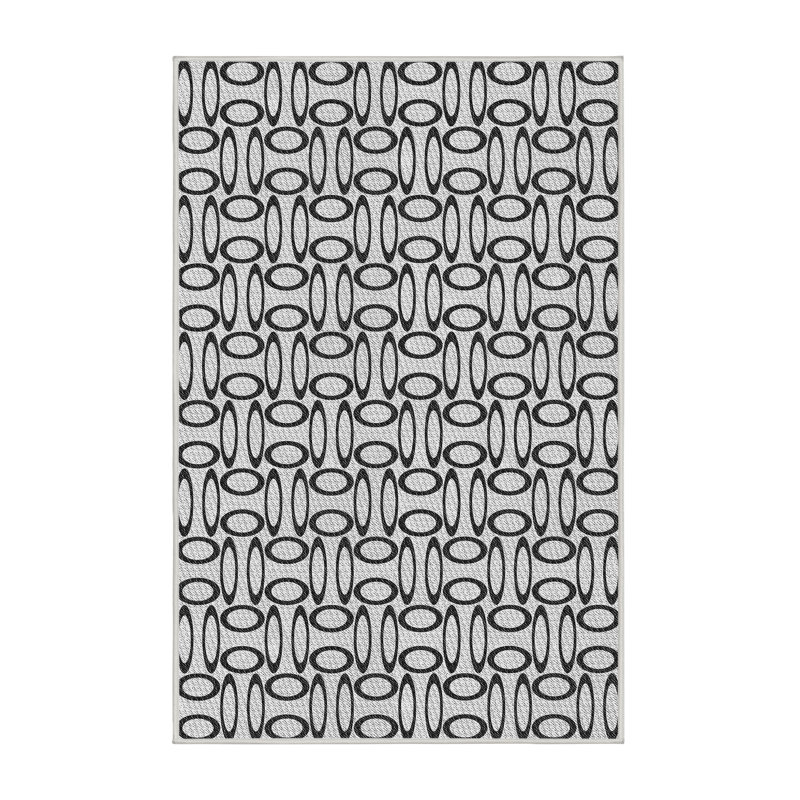 Tapis noir à motif géométrique Kroeker, Rectangle 7 pi x 10 pi