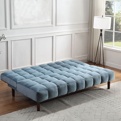  Jackson/Moore Armless Sofa in Teal and Dark Walnut