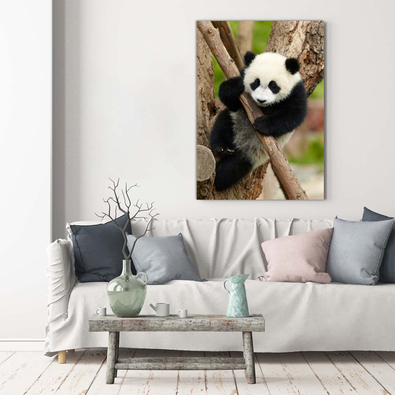 Panda On The Tree - Wrapped Canvas Print