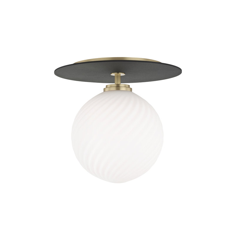 Plafonnier encastré 1 lumière Ellis 7 po, Laiton vieilli / noir