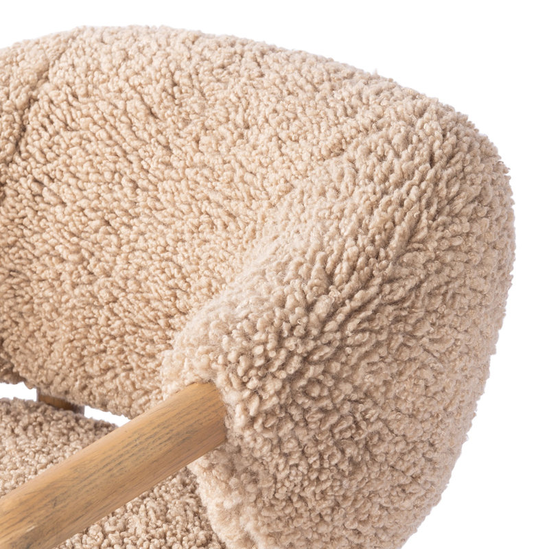 Brodie Chair-Sheldon Ivory, Andes Toast Faux Shearling, Almond Oak