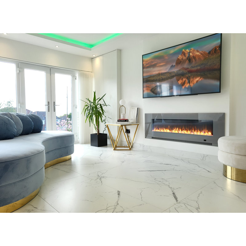 Aurora Ivy Bronx Electric Fireplace with 1500 BTU, 52cm H x 127cm W x 11.9cm D, Grey