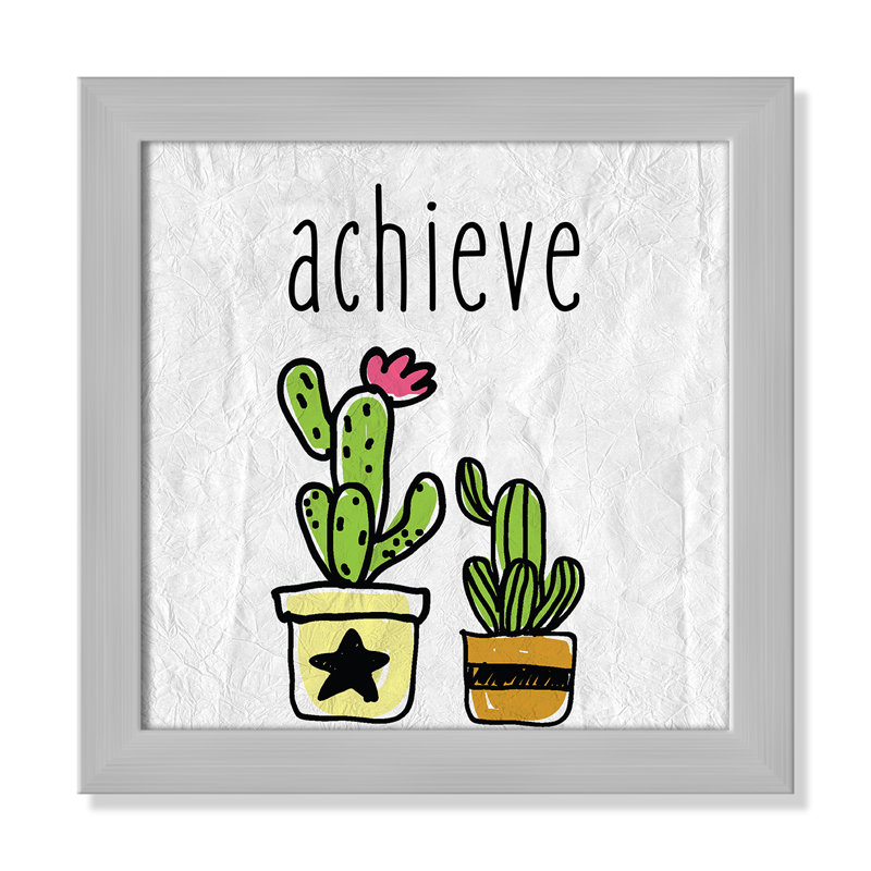 Impression sur papier Cacti C, Encadré plat argent, H 12 po x l 12 po x P 0,6 po