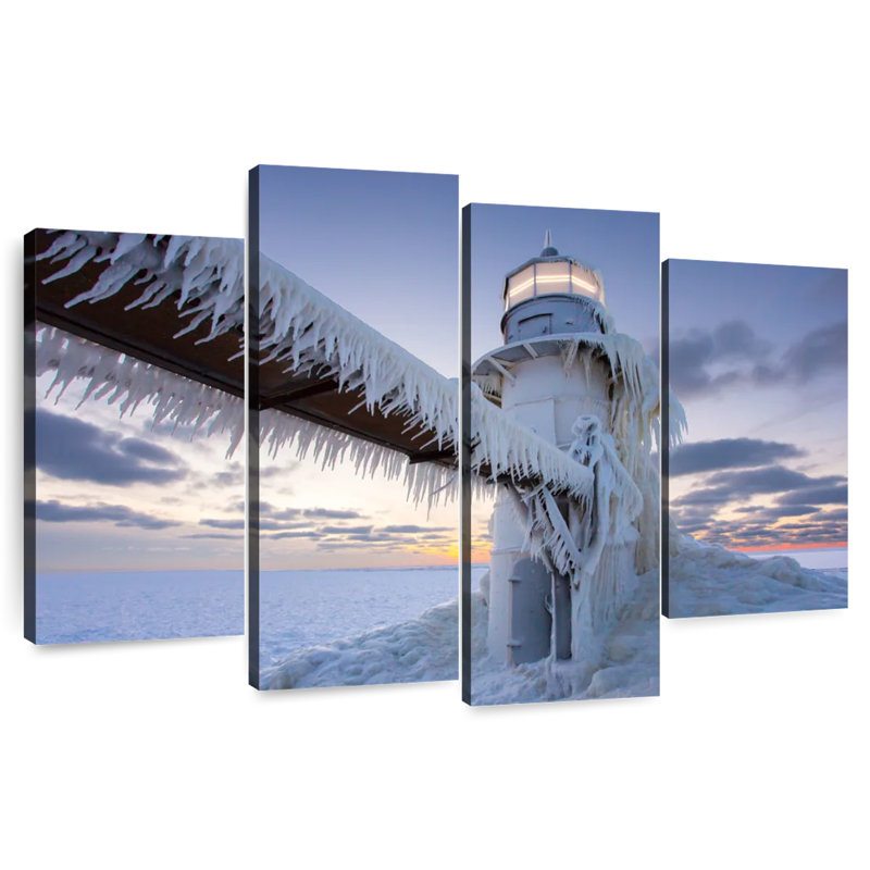 Frosty Michigan Lighthouse, 27" H x 43" W