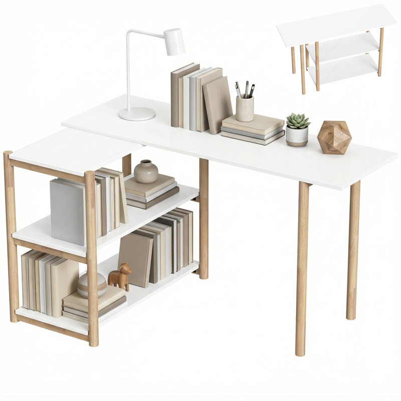 Foldable L-Shaped Writing Desk