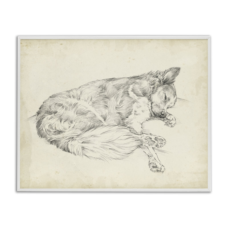 Dessin de chien antique, estampe numérique, conception par Ethan Harper, H 16 po x l 20 po