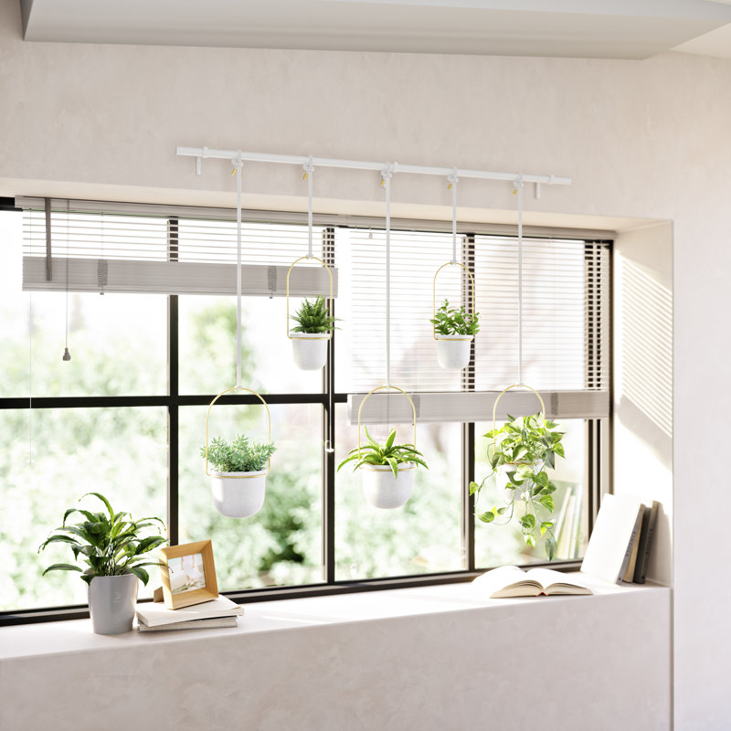 Hanging Planter with 5 pots, White/Gold