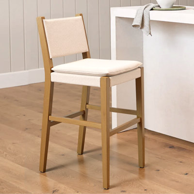 Jayden Kitchen Bar Stools with Backrest & Removable Cushion, Modern Solid Wood Bar Stool for Kitchen Island, Indoor Bar, Dining Room