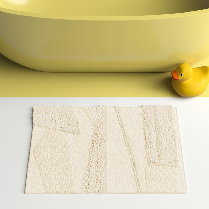 Tapis de bain lavable à la machine antidérapant Laverne, L 21 po x L 34 po, Parchemin