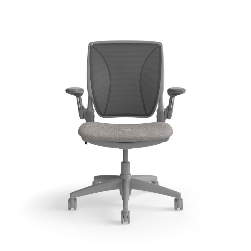 World LM, Ergonomic Task Chair with Poppy Seed Backrest, and  Autumn Upholstered Seat, Gray, Light Gray Fabric