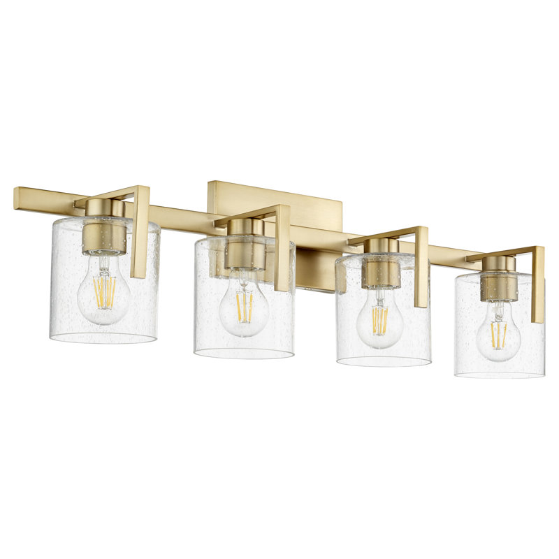 Four-Light Clear Seeded Aged Brass Vanity