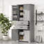 Grande armoire de rangement 72,5 pouces avec 2 tiroirs et tablettes de porte - Gris-189635596