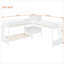 Structure de lit superposé simple en L, finition en bois massif blanc, bureau intégré avec charge pour les chambres partagées et les soirées pyjama
