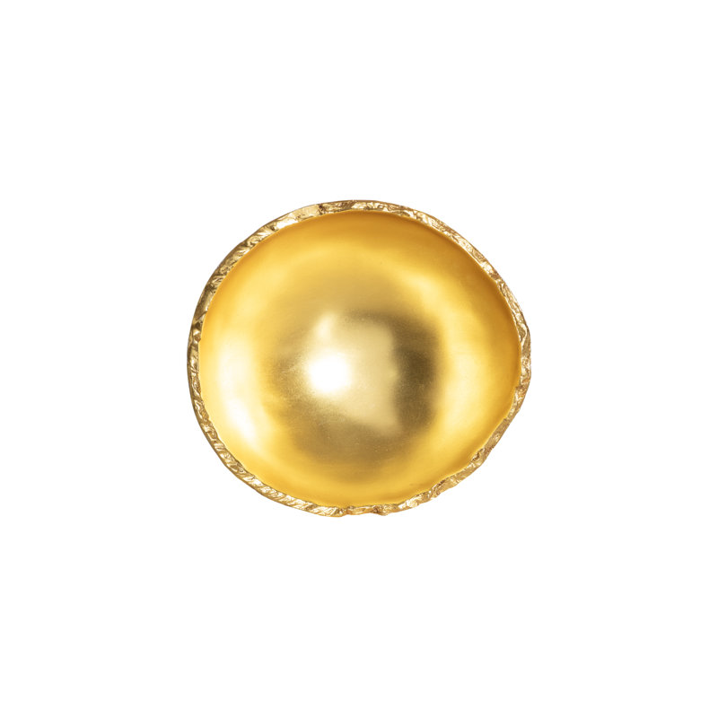 Broken Egg Resin Abstract Decorative Bowl, Pearl White/Gold Leaf