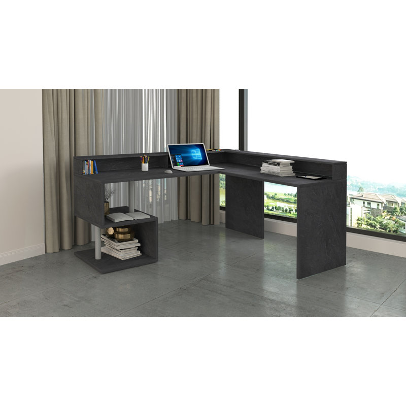 Nang L-Shaped Computer Desk, Grey