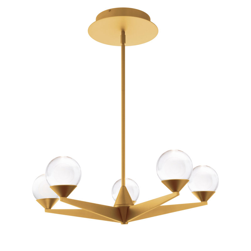 Double Bubble 5 - Light LED Chandelier, Aged Brass