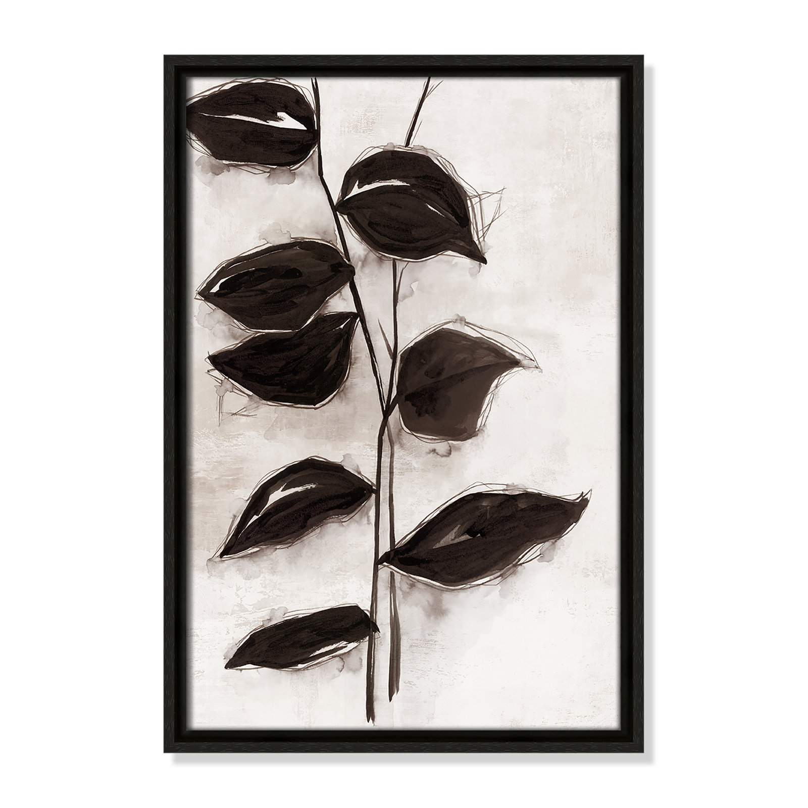 Leaves I by Eva Watts, 19.5" H x 13.5" W x 2" D, Espresso Framed