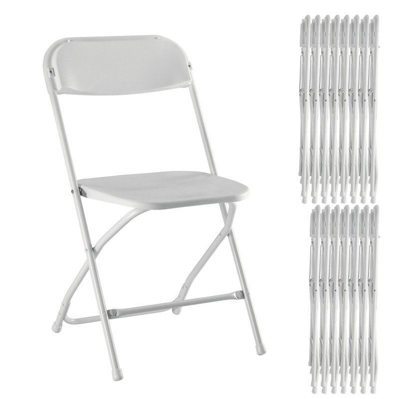 Ensemble de chaises pliantes empilables en plastique / résine (ensemble de 16), Blanc