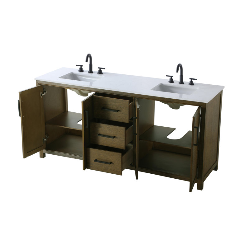 Meuble-lavabo double 72 po, Noisette chêne
