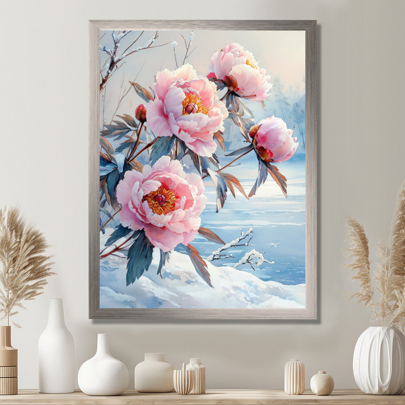 Balnamore - Floral Canvas Prints, H 32 po x l 16 po, Reproduction encadrée sans passe-partout, Argent argent