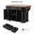 54inch Large Kitchen Island with Rubber Wood Drop Leaf, Embossed Texture Rolling Kitchen Cart on 4 Wheels with 4 Doors and 3 Drawers, Kitchen Island with Storage for Kitchen, Dining Room-129761742