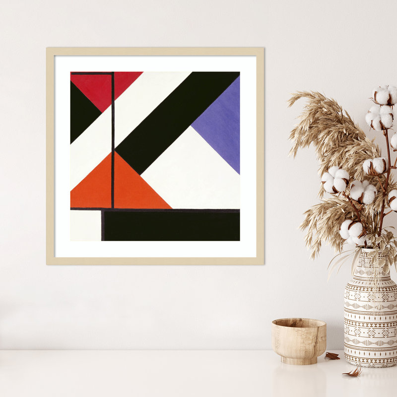 "Theo Van Doesburg", "Composition de comptoir" encadrée sur papier par Theo Van Doesburg, Encadrement brun, H 25 po x l 25 po