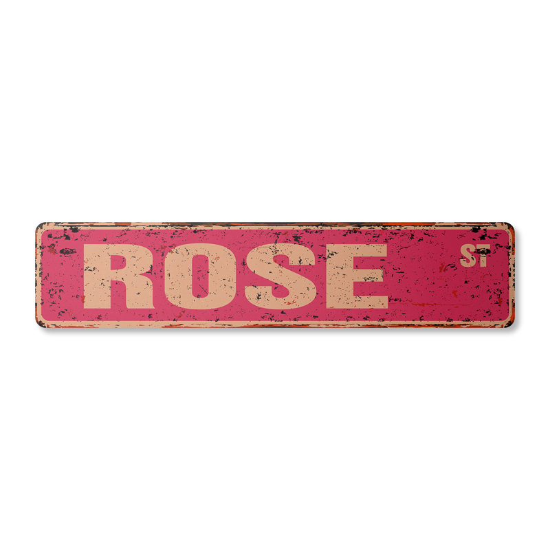 Plaque de rue rose en aluminium 4 po x 18 po, H 4 po x l 18 po x P 0,1 po