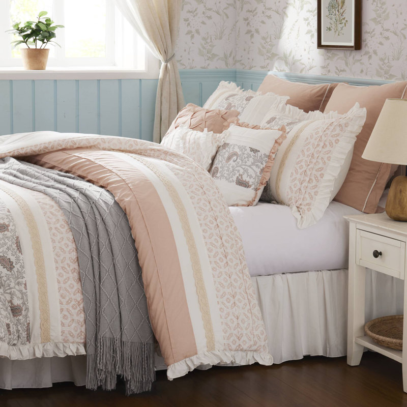 Ensemble d'édredon en coton 9 pièces Blush