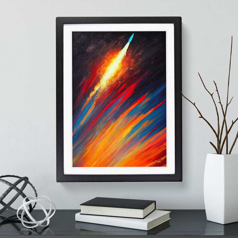 XV1022-606X An Extraordinary Spaceship Rocket - Single Picture Frame Print, 64cm H x 46cm W, Black
