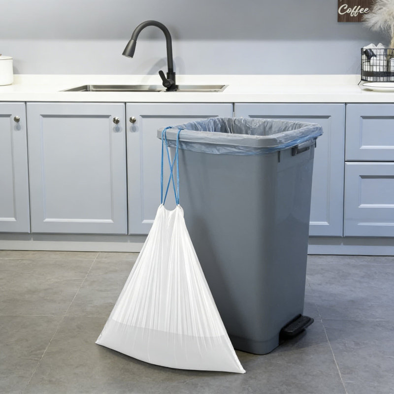 4 sacs à ordures à cordon de 4 gallons, 120 sacs à ordures non parfumés pour salle de bain, cuisine, bureau, chambre à coucher et voiture, conception de rouleau individuel amélioré, convient aux canettes de 3 à 5 gallons