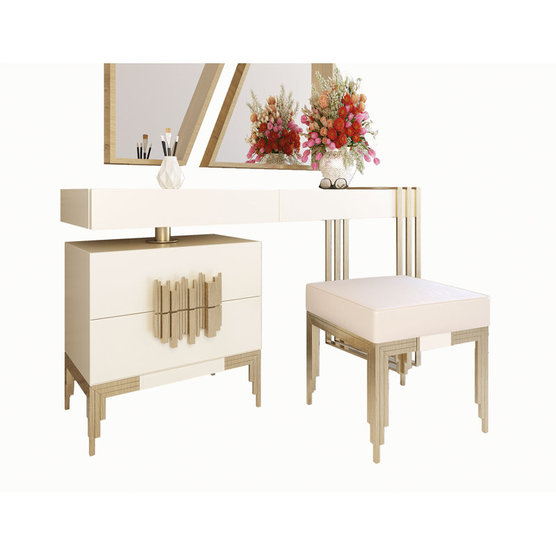 Ensemble coiffeuse avec tabouret Demartini, Mat