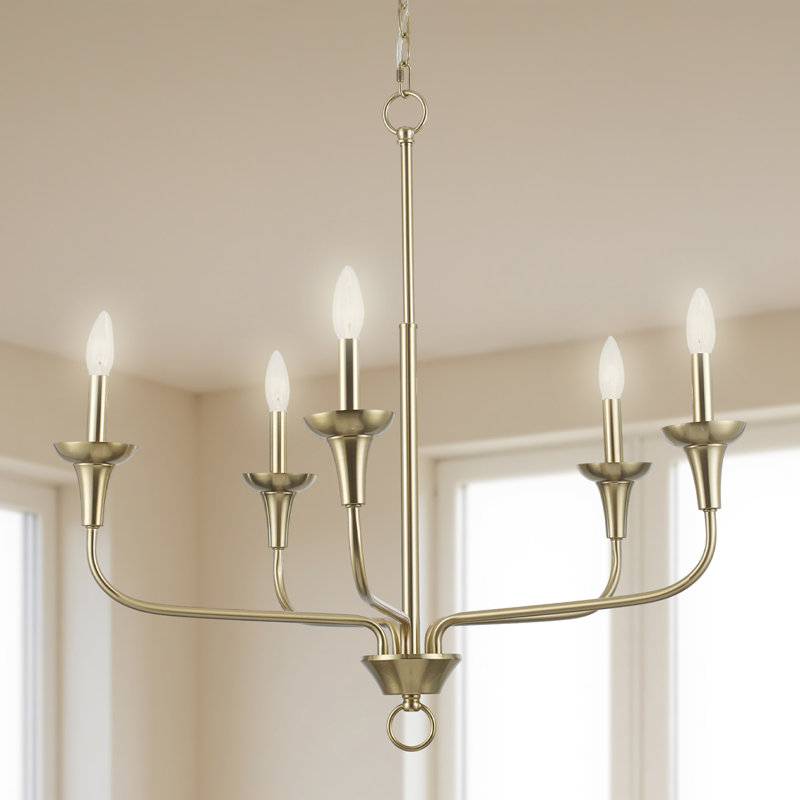 Lustre moderne à 5 lumières Capella, 5 lumières, Or antique