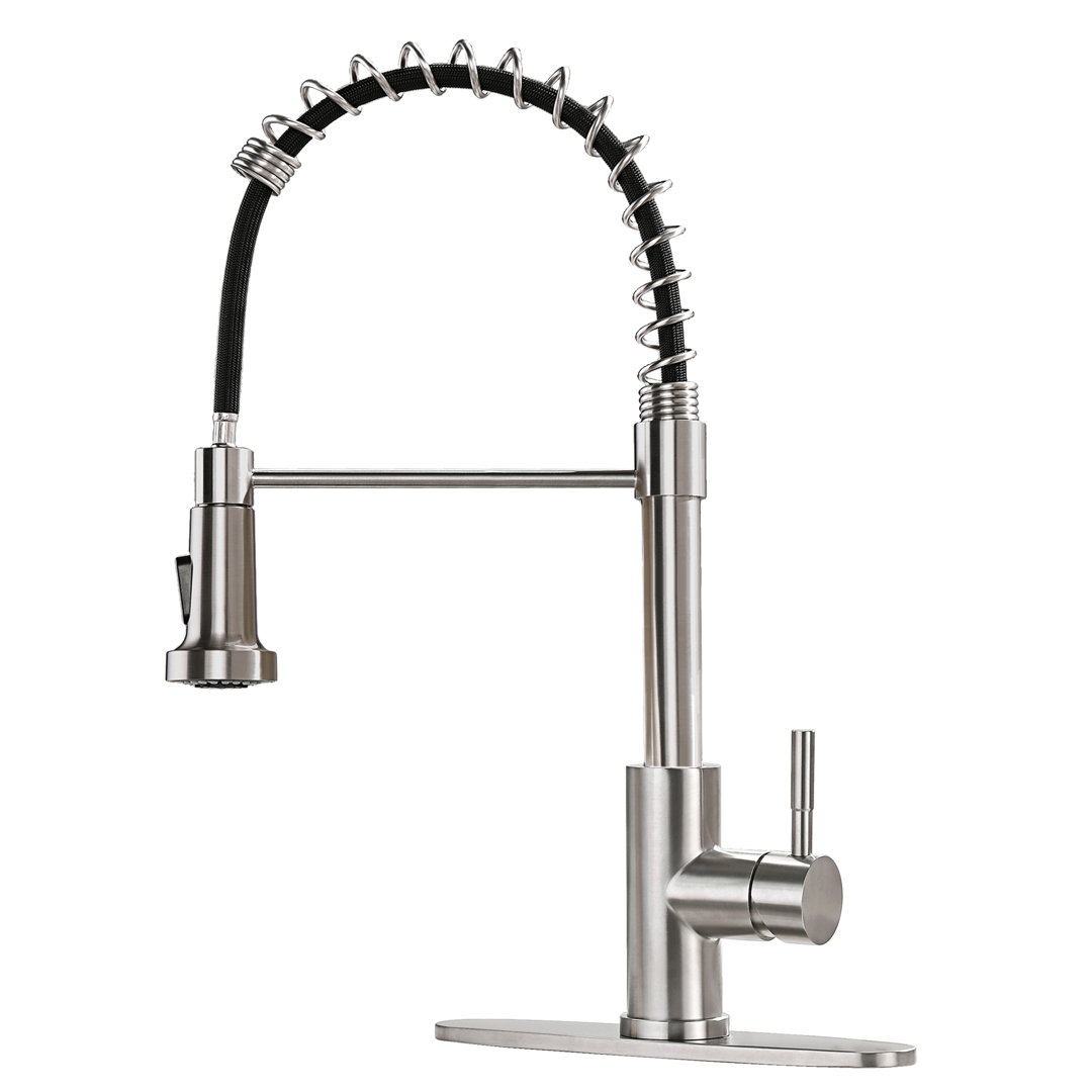 Maiguoone Single Handle Pull Down Kitchen Faucet with Deck Plate maiguoone