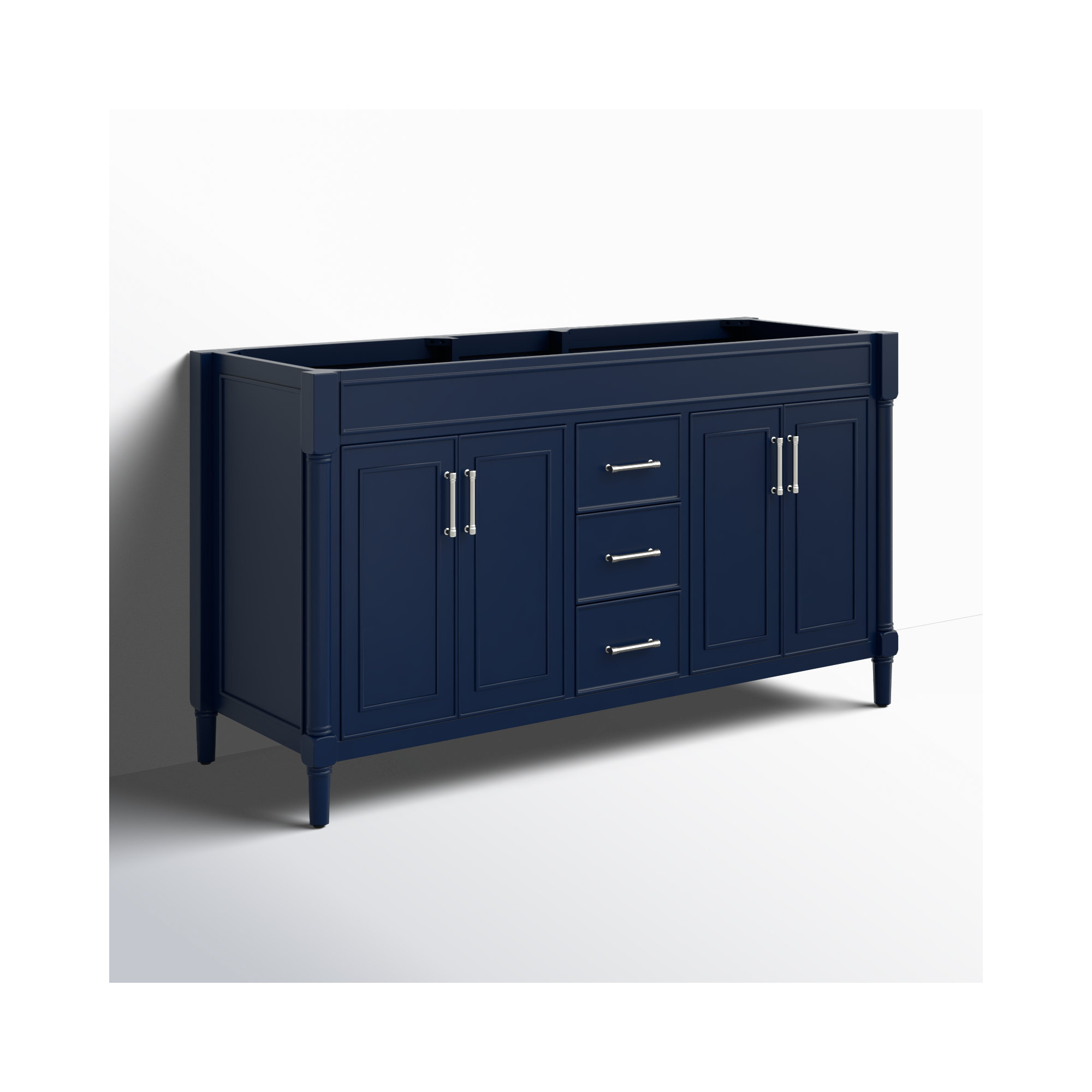 Addison 60'' Double Bathroom Vanity Base, Navy Blue