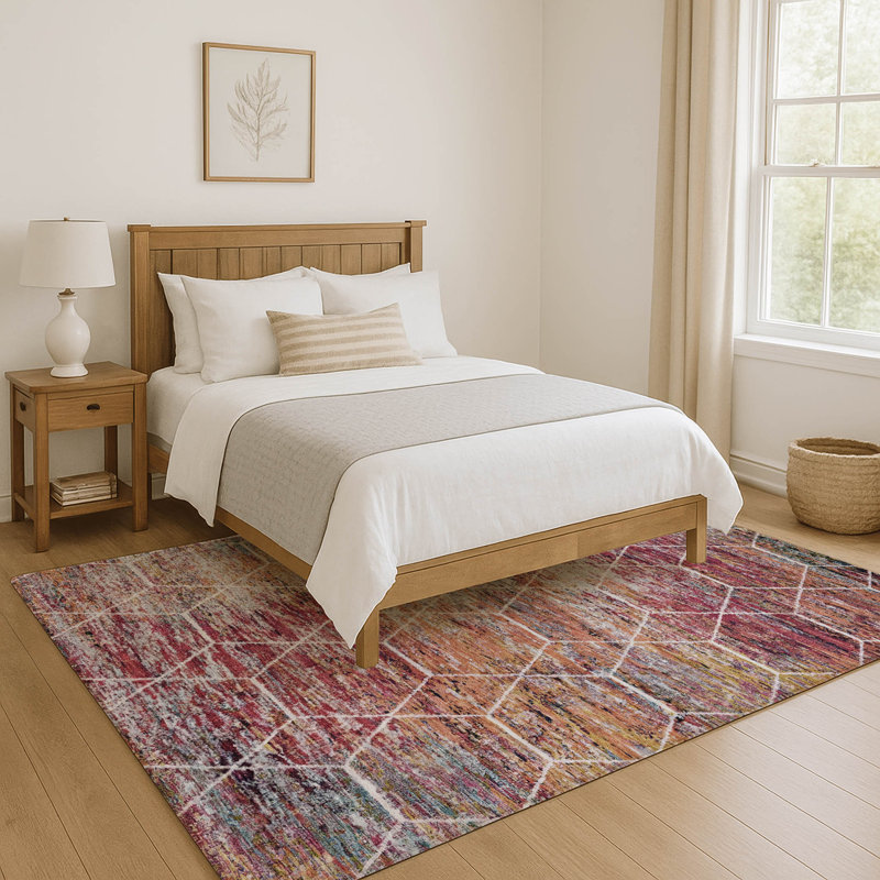Premium Machine Washable Lubbers AMF1724 Geometric Rug, Rectangle 5' x 7'6"