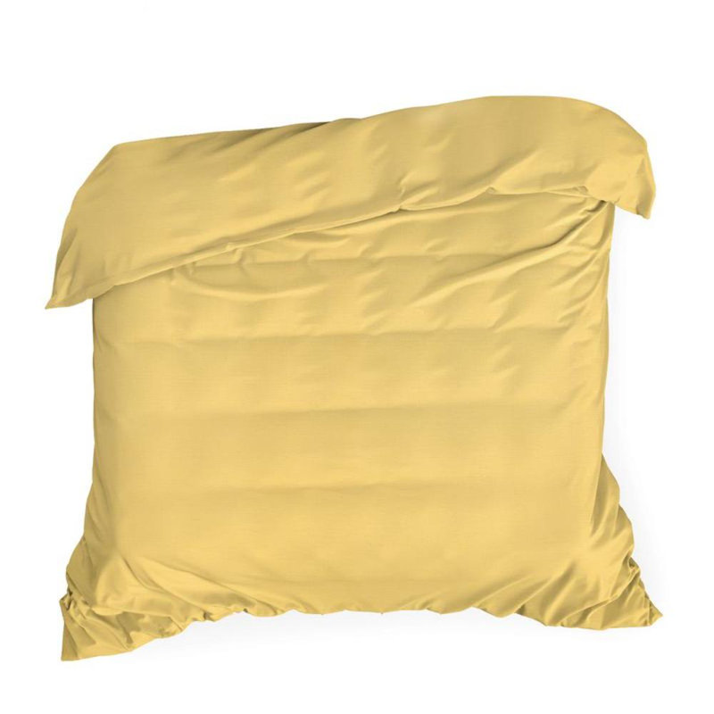 Grae Cotton Solid Colour Duvet Cover Set with Pillowcases Included, Single - 1 Pillowcase (70 x 80 cm), Mustard