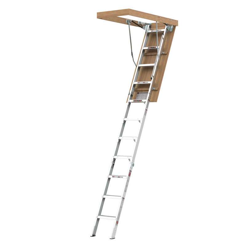 Échelle escamotable de grenier en aluminium avec housse isolante sur mesure, ouverture d'escalier de grenier de 22,5 po x 54 po, ensemble combiné avec fermeture à glissière et fermeture à glissière en aluminium