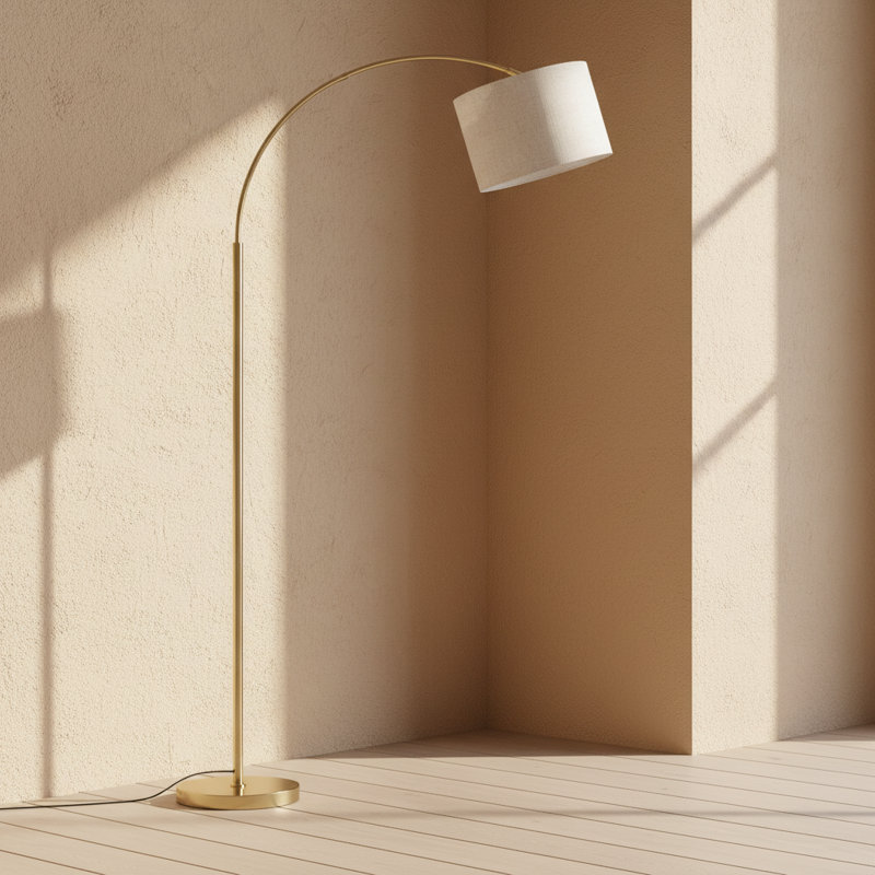 Lampe sur pied arquée avec base en marbre et hauteur réglable, abat-jour rotatif suspendu, lampe sur pied à intensité variable pour le salon avec télécommande et interrupteur au pied, noir