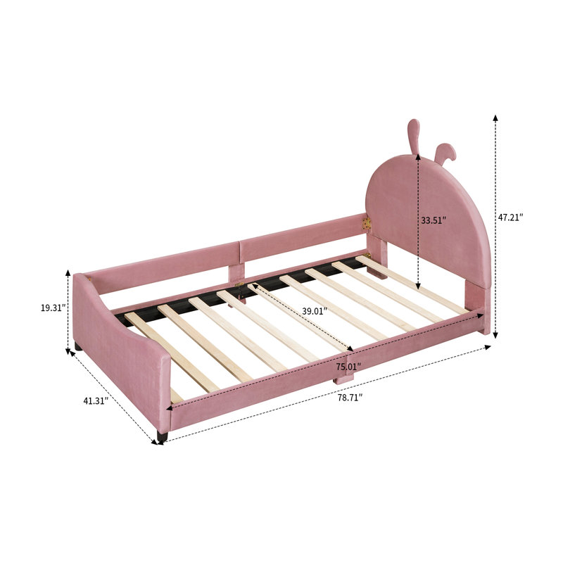 Lit plateforme tapissier Ampelia, Rose