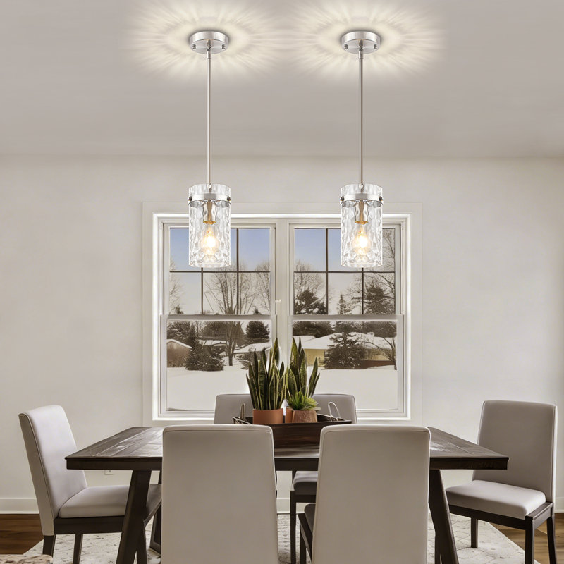 Luminaire suspendu moderne en nickel avec abat-jour en verre transparent à 1 lumière Aaron, Nickel