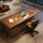 Nut-brown Rectangular Solid Wood with 3 drawers Executive Desk, Office desk-118614559