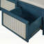 Banc pour chaussures rétro avec tiroirs en rotin et coussin touffeté à boutons-131240832